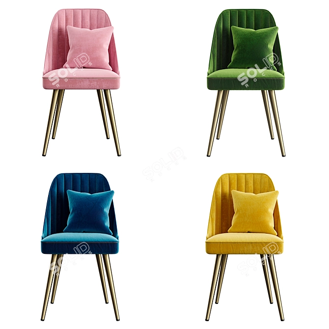 Velvet Dining Chair Set - 4 Colors 3D model image 4