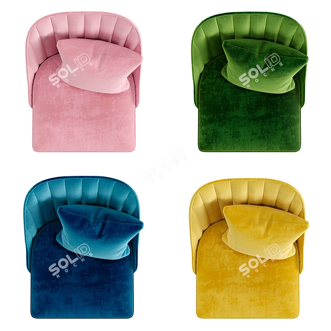 Velvet Dining Chair Set - 4 Colors 3D model image 6