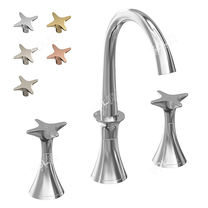 Stella 130 Three-Hole Washbasin Mixer 3D model image 1