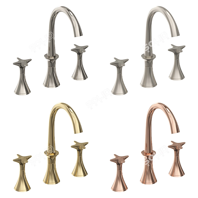 Stella 130 Three-Hole Washbasin Mixer 3D model image 2