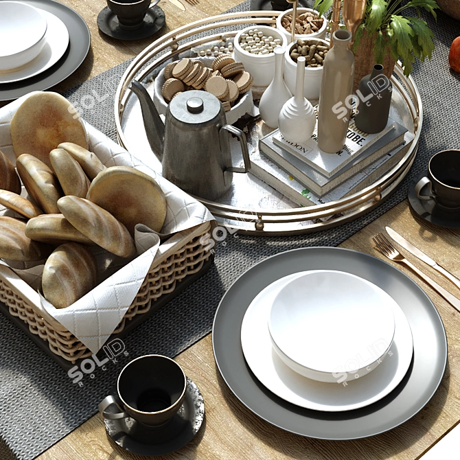 Sophisticated Tableware Set 3D model image 2