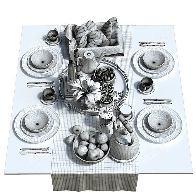 Sophisticated Tableware Set 3D model image 6