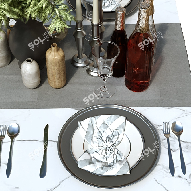 Elegant Tableware Set: 153-Piece Collection 3D model image 4