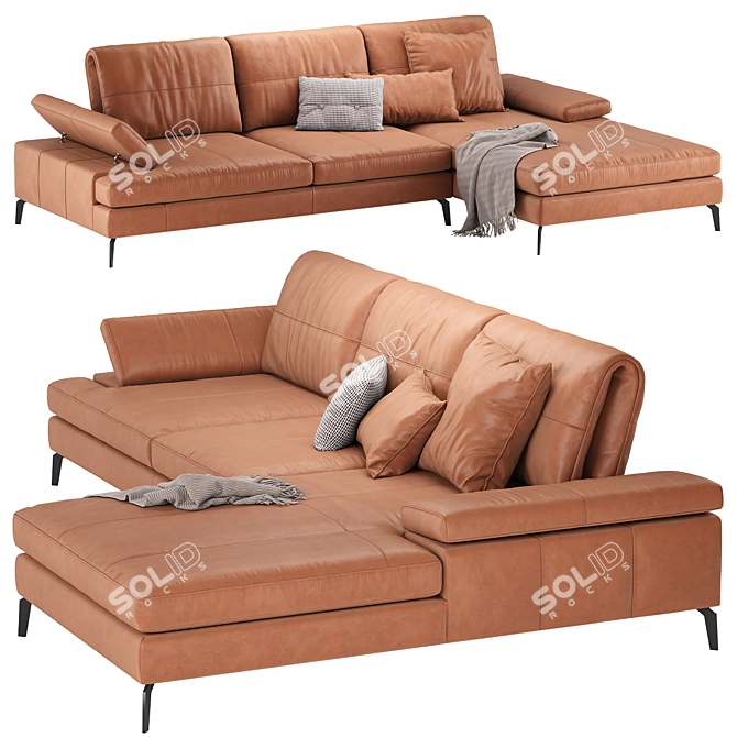 Landa: Adjustable Minimalist Sofa 3D model image 1