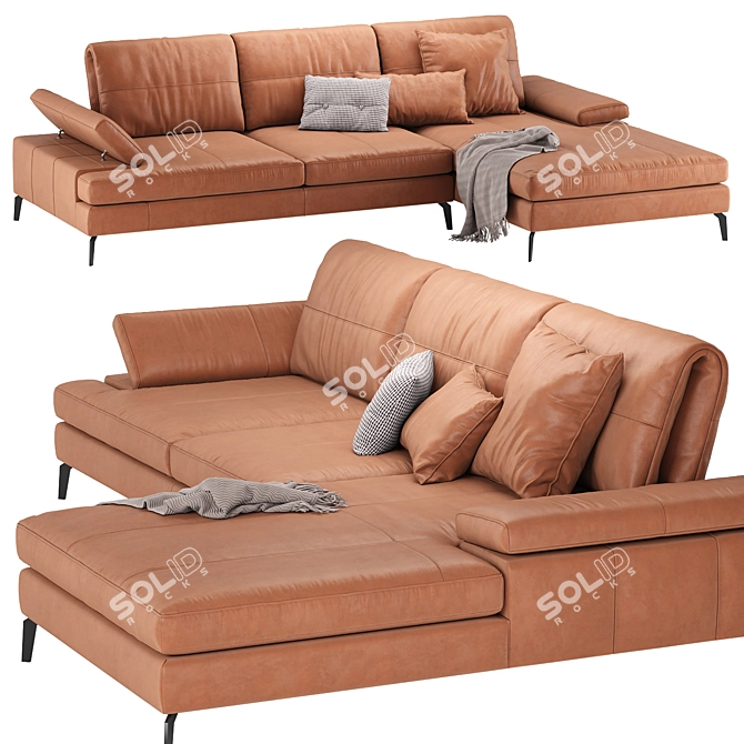 Landa: Adjustable Minimalist Sofa 3D model image 6