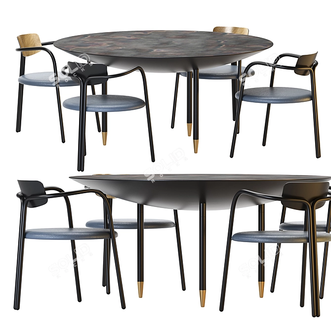 Via Veneto Dining Set: Elegant and Sophisticated 3D model image 1