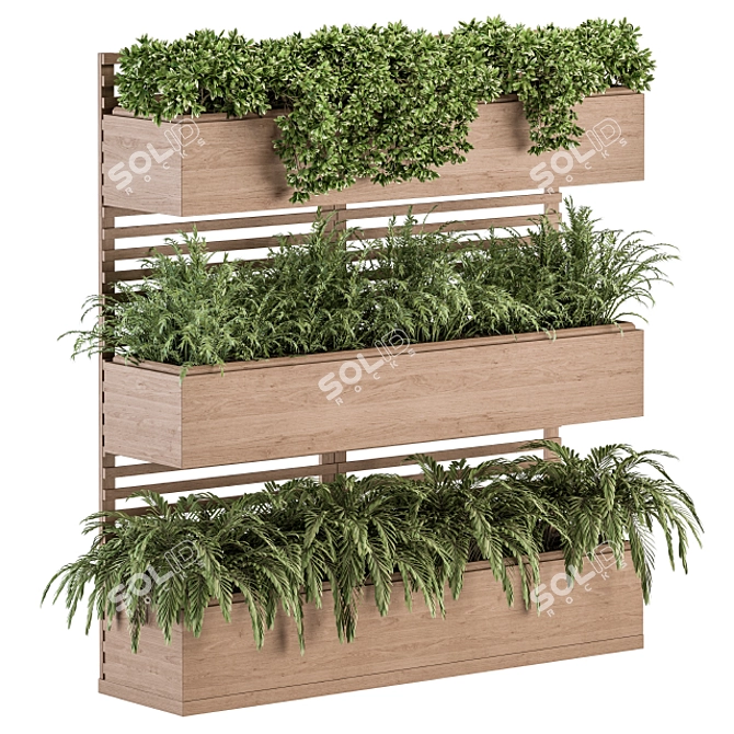 Rustic Wood Wall Planter Set 3D model image 1