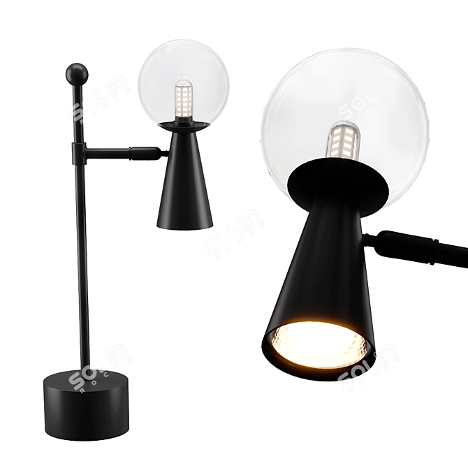 Elegant Cone Ball Table Lamp 3D model image 1
