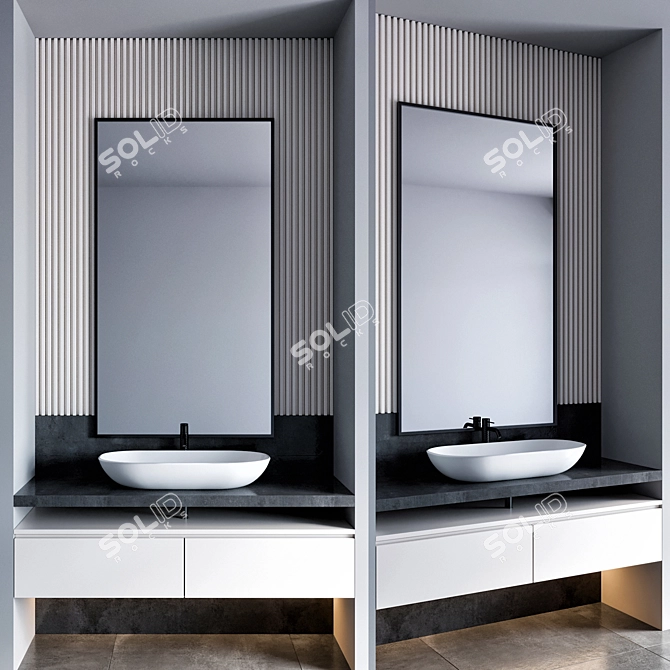 Modern 55cm Bathroom Vanity 3D model image 1