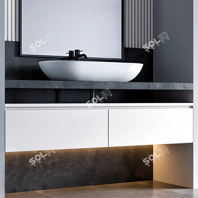 Modern 55cm Bathroom Vanity 3D model image 3