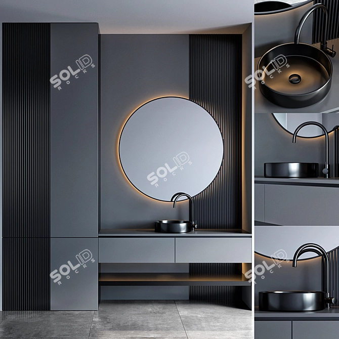 Modern 2m Bathroom Furniture 3D model image 1