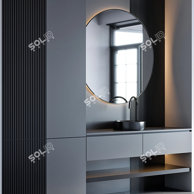 Modern 2m Bathroom Furniture 3D model image 2