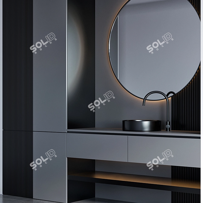 Modern 2m Bathroom Furniture 3D model image 3