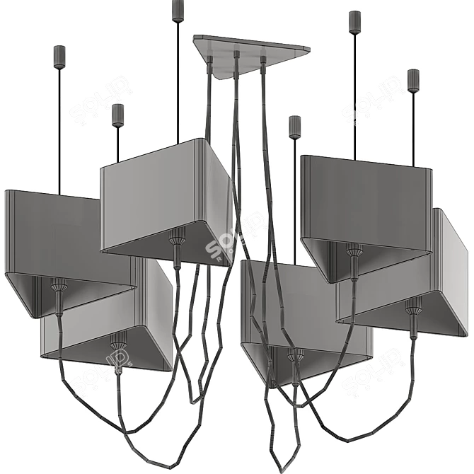 Urban Loft Industrial Chandelier 3D model image 2