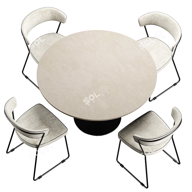 Marble Dining Table & Ican Chair Set 3D model image 5