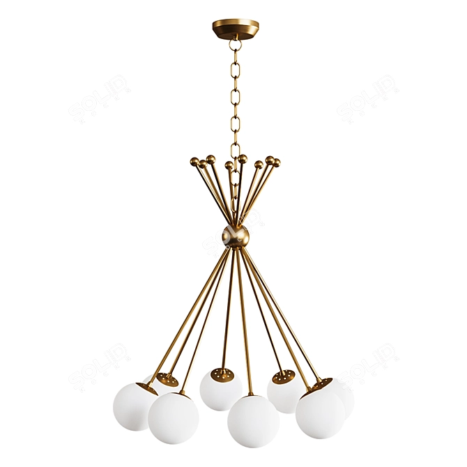 Luxury Crystal Chandelier with Striking Ball Design 3D model image 1