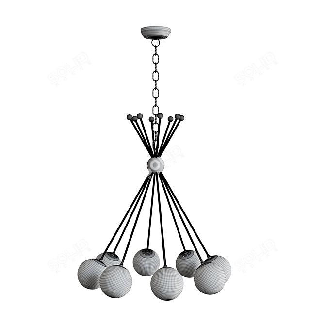 Luxury Crystal Chandelier with Striking Ball Design 3D model image 2