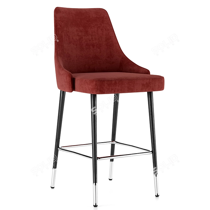 Elegant Velvet Half-Bar Chair 3D model image 1