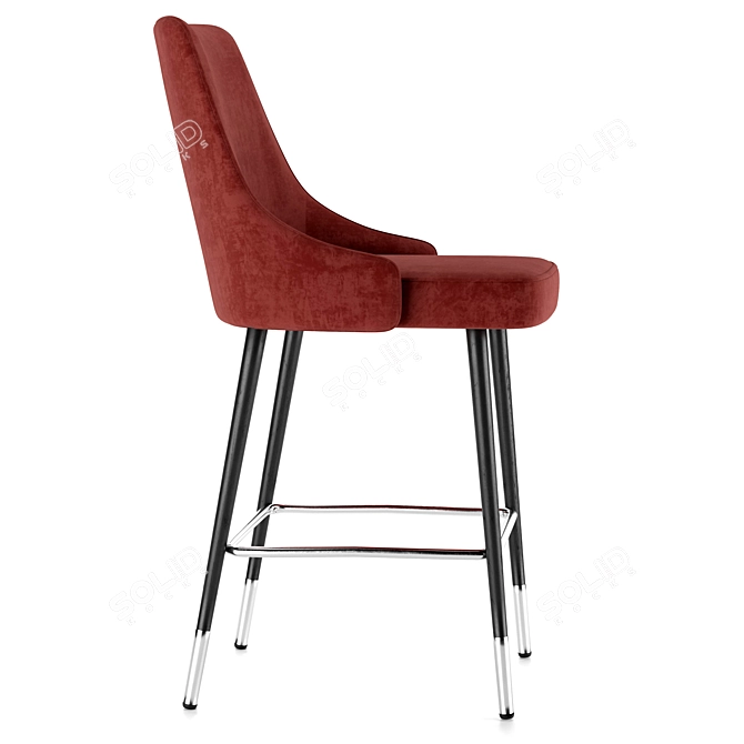 Elegant Velvet Half-Bar Chair 3D model image 2