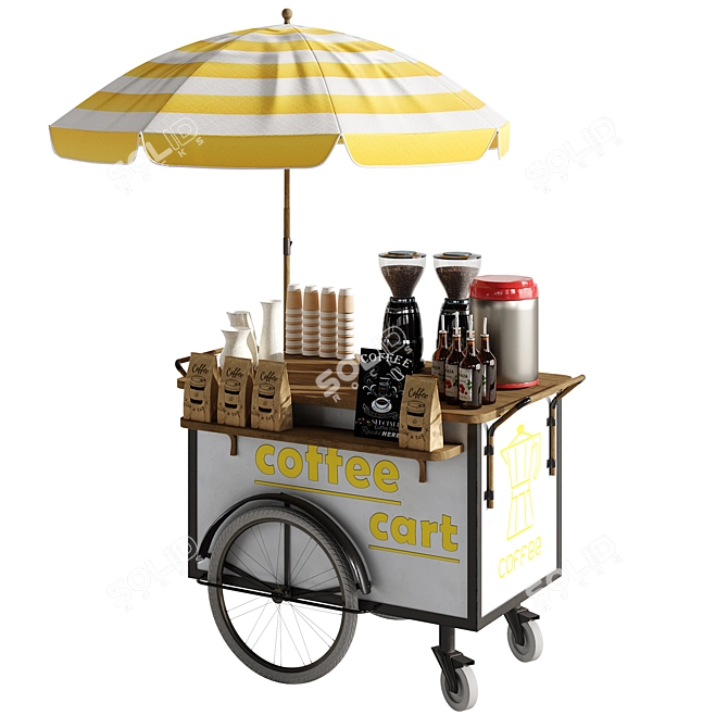 Mini Cart Coffee 1: Compact and Stylish Beverage Buddy 3D model image 1