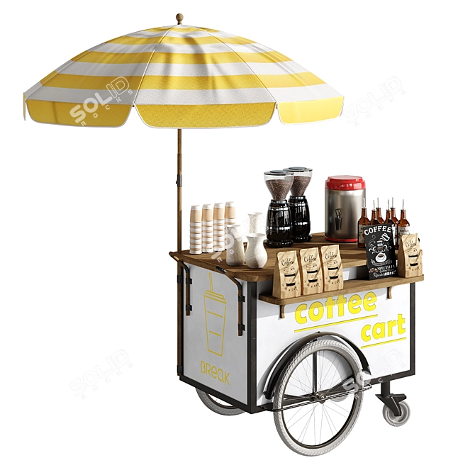 Mini Cart Coffee 1: Compact and Stylish Beverage Buddy 3D model image 3