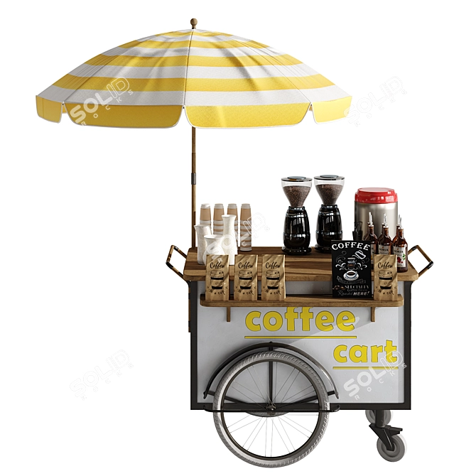 Mini Cart Coffee 1: Compact and Stylish Beverage Buddy 3D model image 4