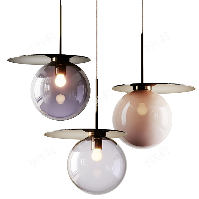 Elegant Blown Glass Pendant Lamp 3D model image 1