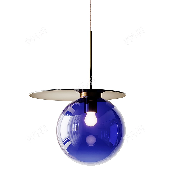 Elegant Blown Glass Pendant Lamp 3D model image 2