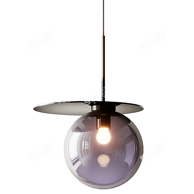 Elegant Blown Glass Pendant Lamp 3D model image 4