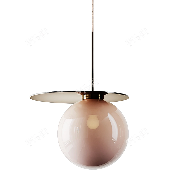 Elegant Blown Glass Pendant Lamp 3D model image 5