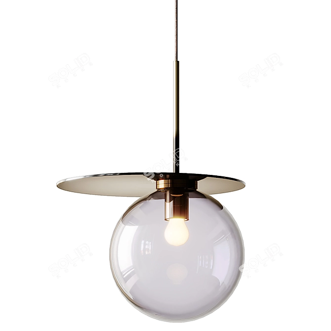 Elegant Blown Glass Pendant Lamp 3D model image 6