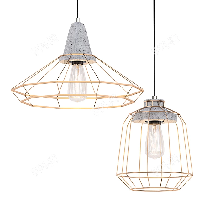 Rose Gold Cage Pendant Light 3D model image 1