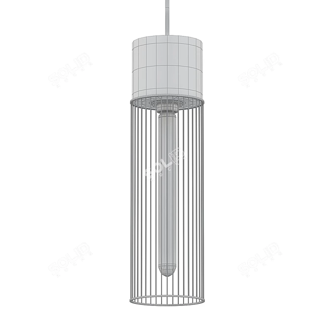 Sleek Concrete Steel Cage Pendant 3D model image 2