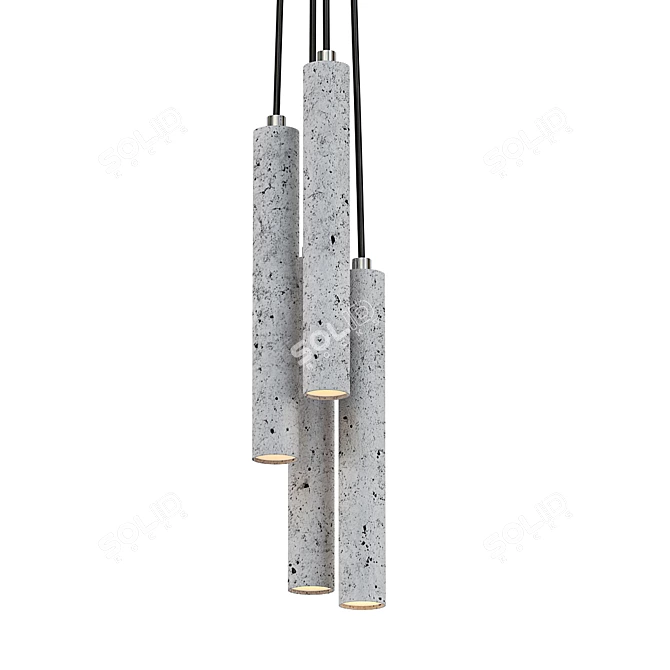 Industrial Concrete Pipe Pendant 3D model image 1