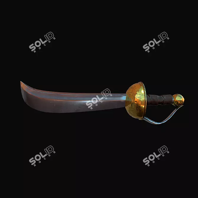 Battle-Worn Golden Steel Saber 3D model image 4