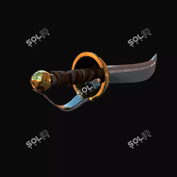 Battle-Worn Golden Steel Saber 3D model image 6