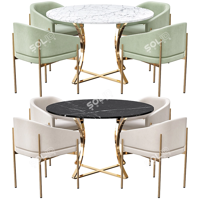 Houston & Irving Dining Set 3D model image 1