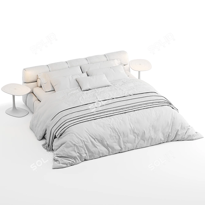 Luxurious Bed & Nightstand Set 3D model image 5