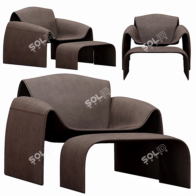 Modern Poliform Le Club Lounge Chair 3D model image 1