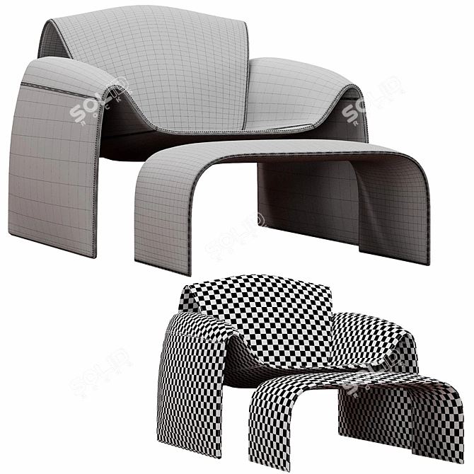 Modern Poliform Le Club Lounge Chair 3D model image 2