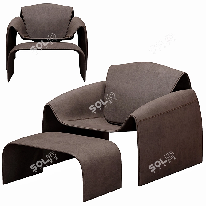 Modern Poliform Le Club Lounge Chair 3D model image 3