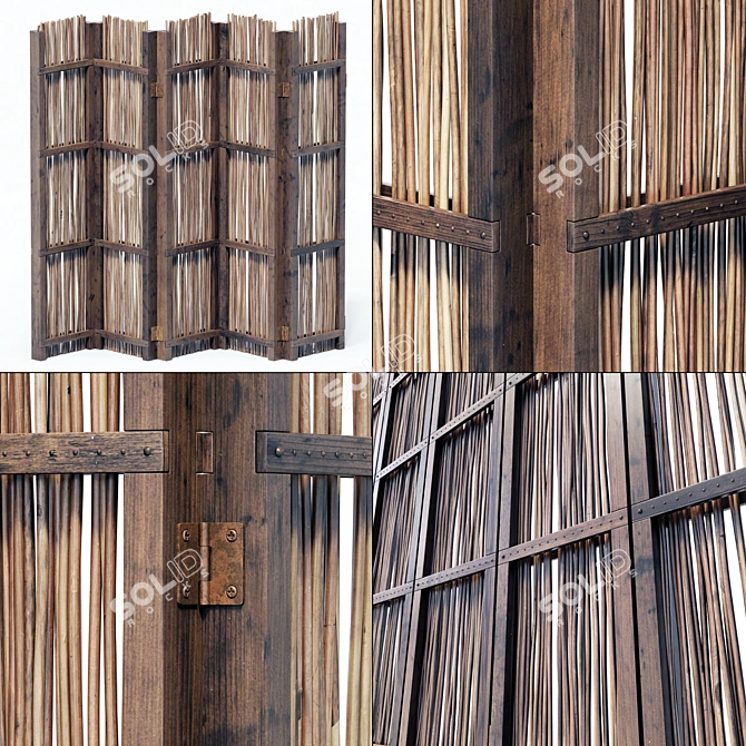 Sleek Decorative Branch Screen 3D model image 1