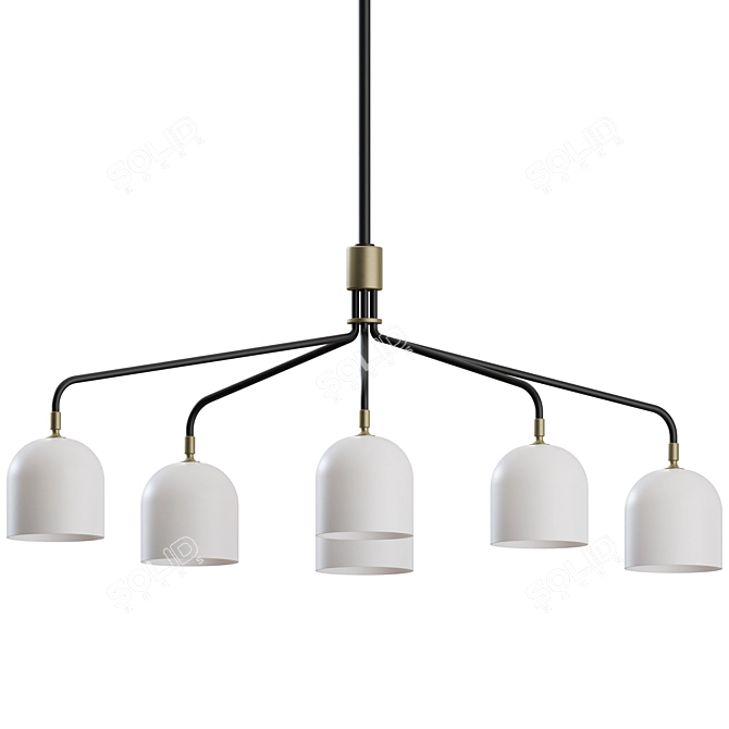 Luxury Howard Chandelier: Gunmetal/Bone China 3D model image 2