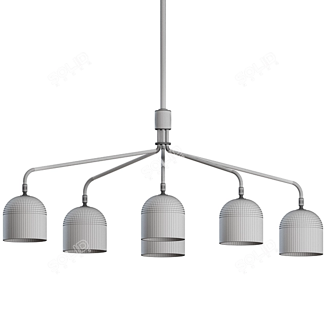 Luxury Howard Chandelier: Gunmetal/Bone China 3D model image 3