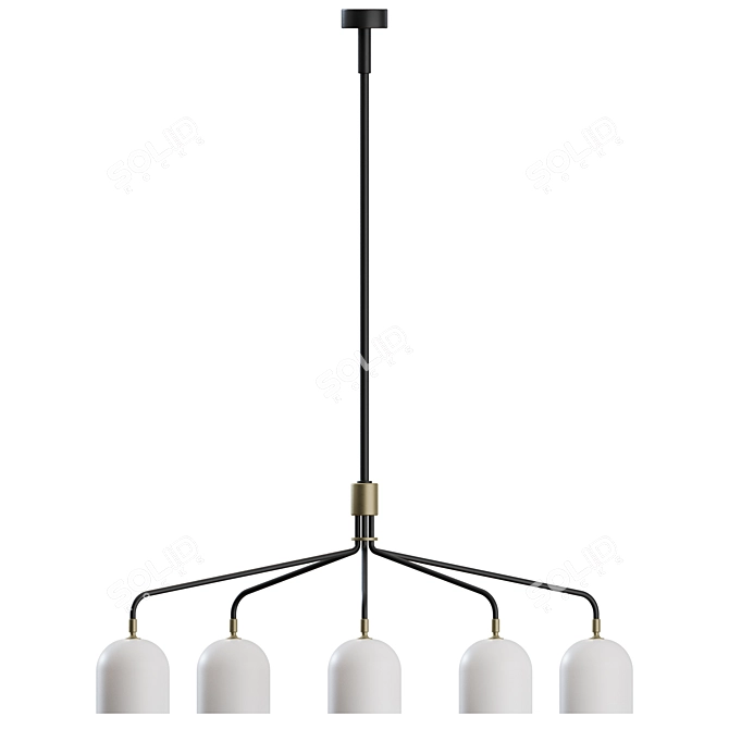 Luxury Howard Chandelier: Gunmetal/Bone China 3D model image 5