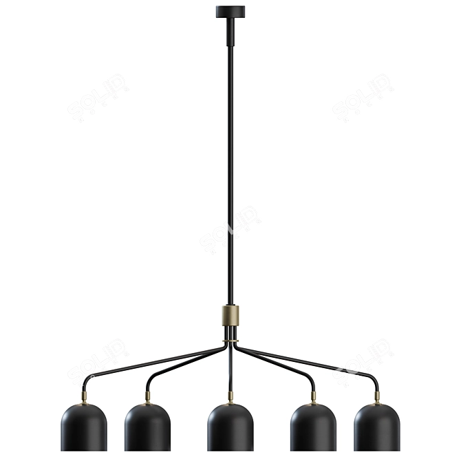 Luxury Howard Chandelier: Gunmetal/Bone China 3D model image 6