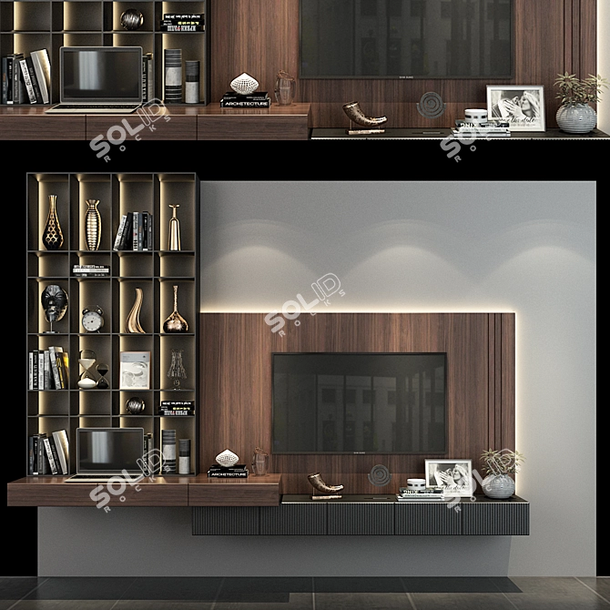 Sleek TV Wall Set 263 3D model image 1