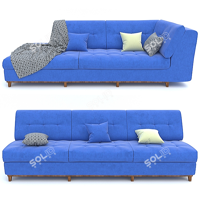 Velvet Blue Sofa 002 3D model image 1