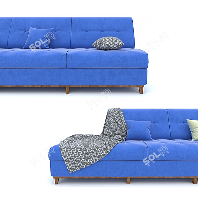 Velvet Blue Sofa 002 3D model image 4