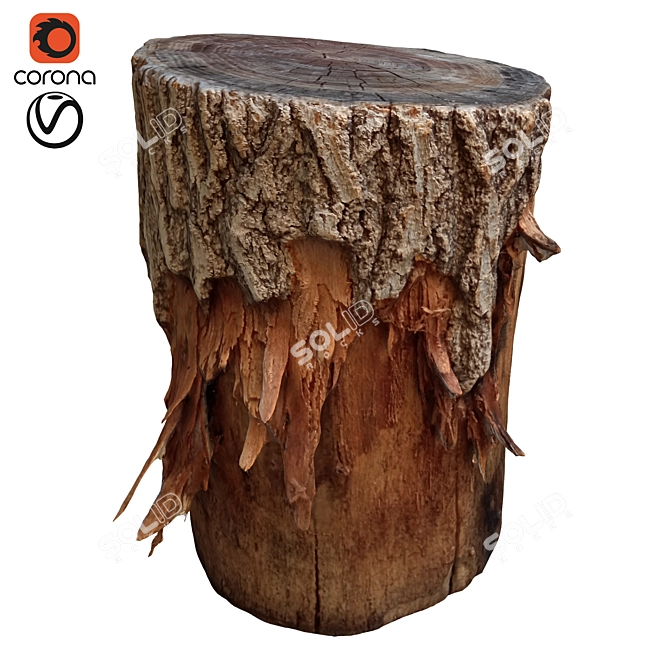 Vintage Tree Trunk Sculpture 3D model image 1